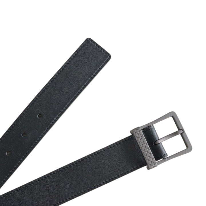 Bottega Veneta Men's Square Buckle Belt In Black/Coffee/Blue Calfskin With Matte Gun Black Hardware 35mm - 图片 6