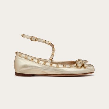 VALENTINO Studded sheepskin ballet flats