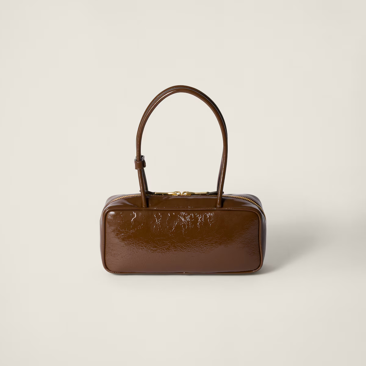 Miu Miu Beau Naplak Patent Leather Brown Top-Handle Bags - 图片 2
