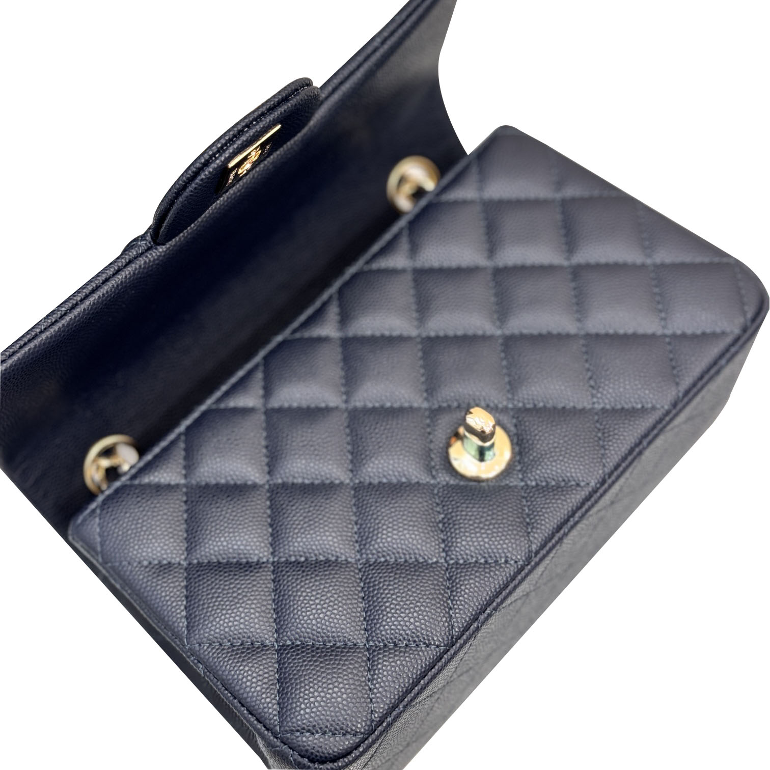 Chanel Double Flap Jumbo Blue Quilted Caviar Leather Gold Hardware - 图片 7