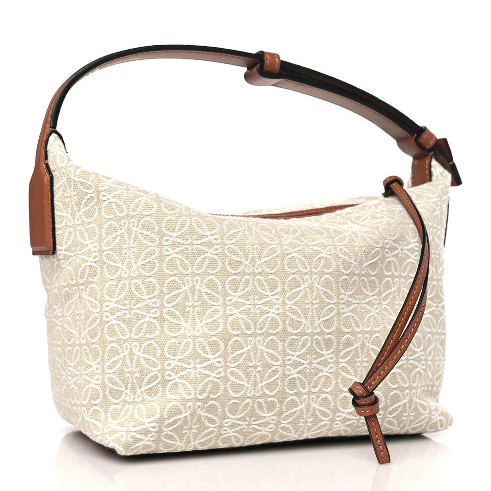 Loewe Cubi Bag Small Ecru Tan Jacquard Anagram Calfskin Leather - 图片 3