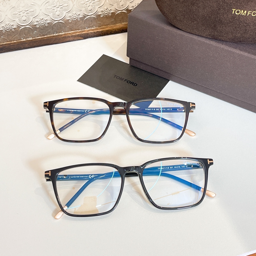 Tom Ford square frame glasses leopard/black transparent lens color Size 55口16-145 - 图片 4