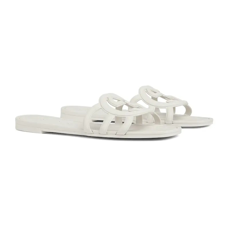Gucci square head white flat bottom slippers - 图片 2