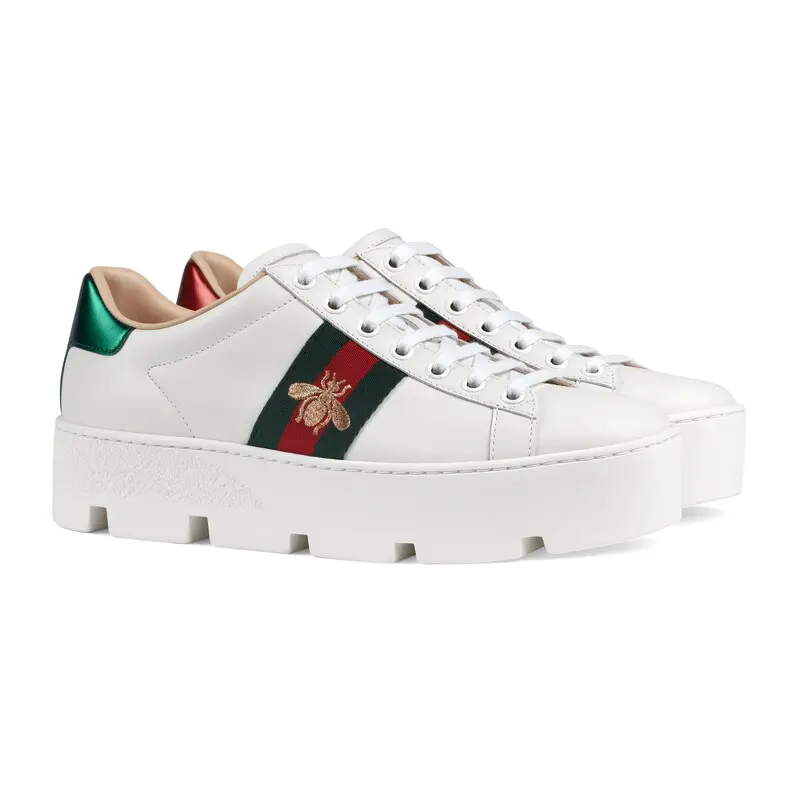 Gucci Ace series platform sneakers woven fabric women's sports shoes - 图片 2