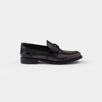 PRADA Studded shiny leather loafers