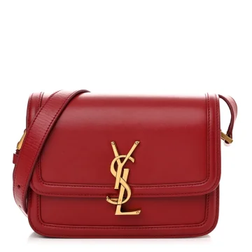 Saint Laurent Medium Solferino Satchel Rouge Opyum Monogram Box Calfskin Leather Brass Hardware