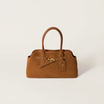 Miu Miu Aventure Suede Leather Brown Top-Handle Bags