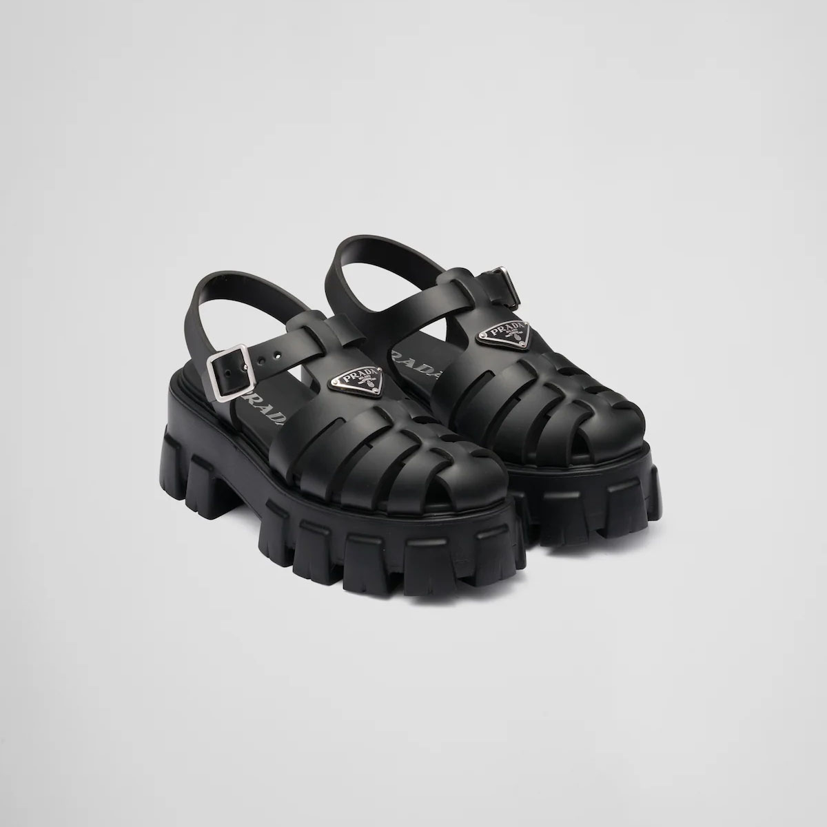 PRADA Black rubber Monolith sandals - 图片 2
