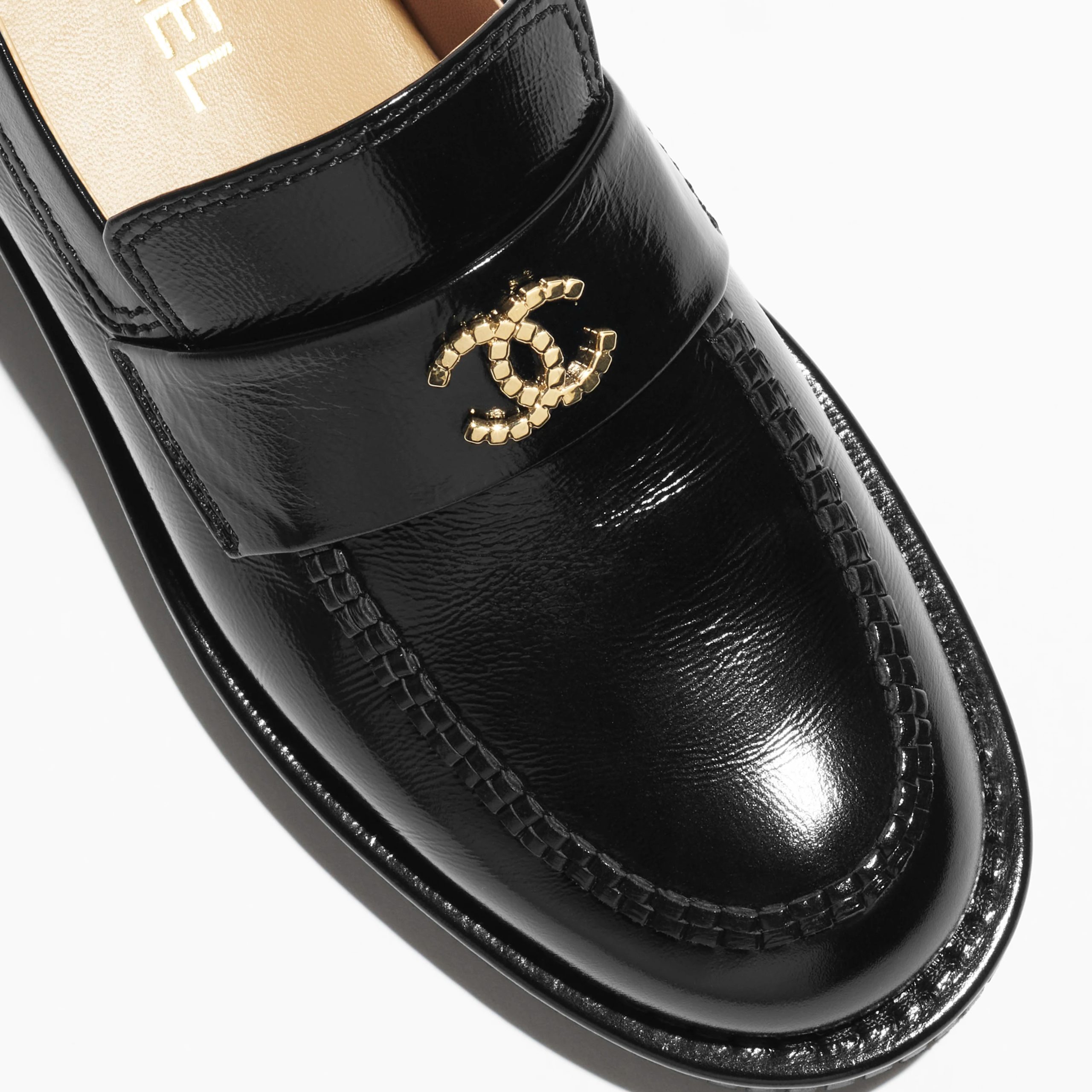 Chanel Black glossy wrinkled calf skin Loafers - 图片 4