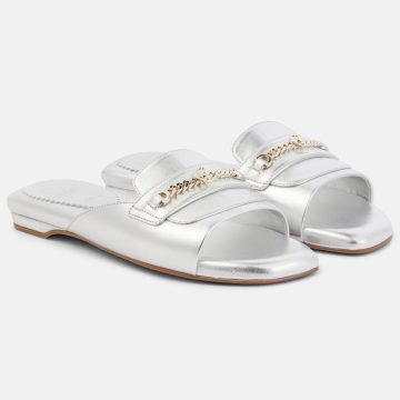 Christian Louboutin Silver flat slipper sandals