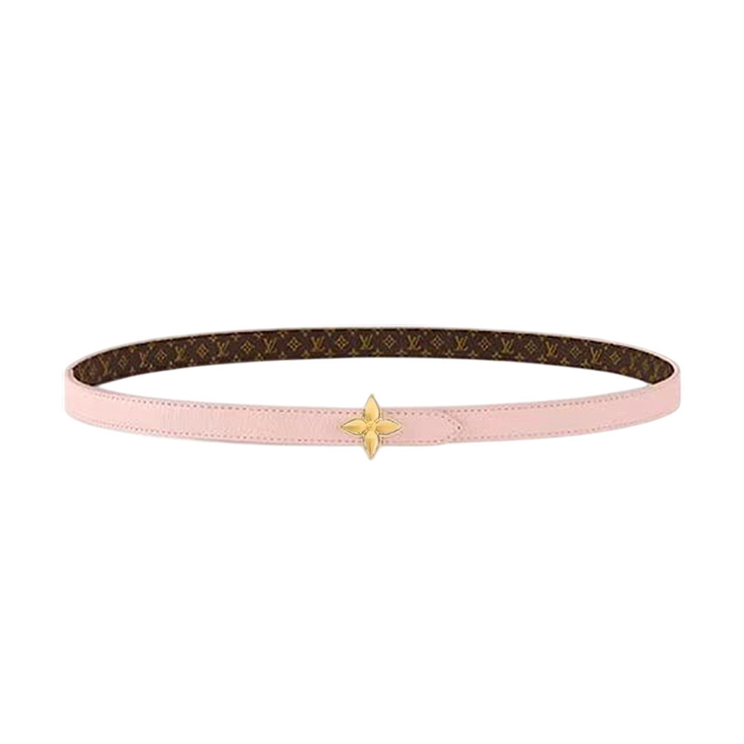 Louis Vuitton Women's Mini Flowergram Reversible Belt In Pink Calfskin And Monogram Canvas With Gold/Silver/Pink/Black Hardware 15mm - 图片 7