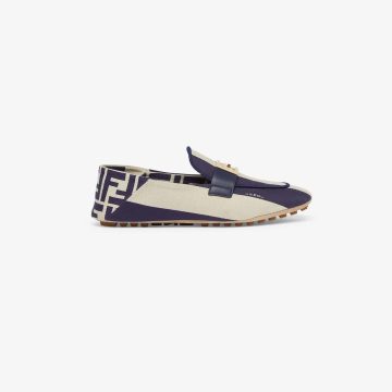 FENDI Blue canvas loafers