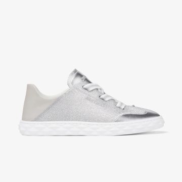 JIMMY CHOO Silver sparkly leather sneakers