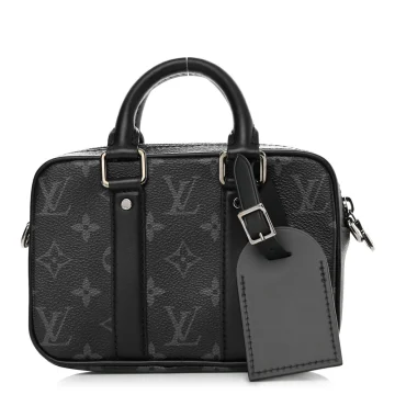 Louis Vuitton Nano Porte Documents Voyage BB Black Monogram Eclipse Canvas Silver Hardware
