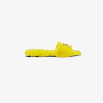 FENDI Yellow woolen sheepskin sandals