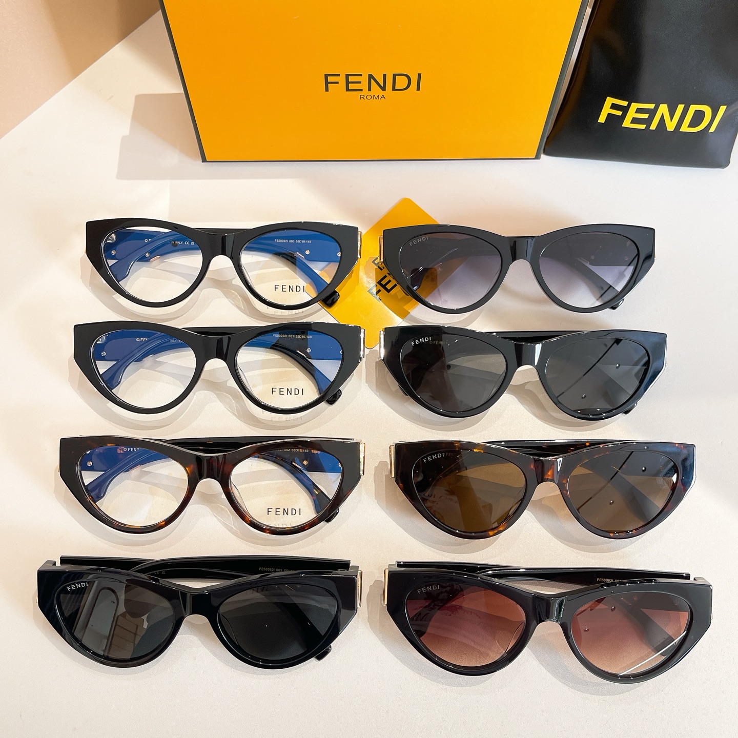 Fendi Cat Eye glasses silver/gold/black silver/black gold/leopard/brown leopard/rust/eggplant color Size 55口19-140 - 图片 9