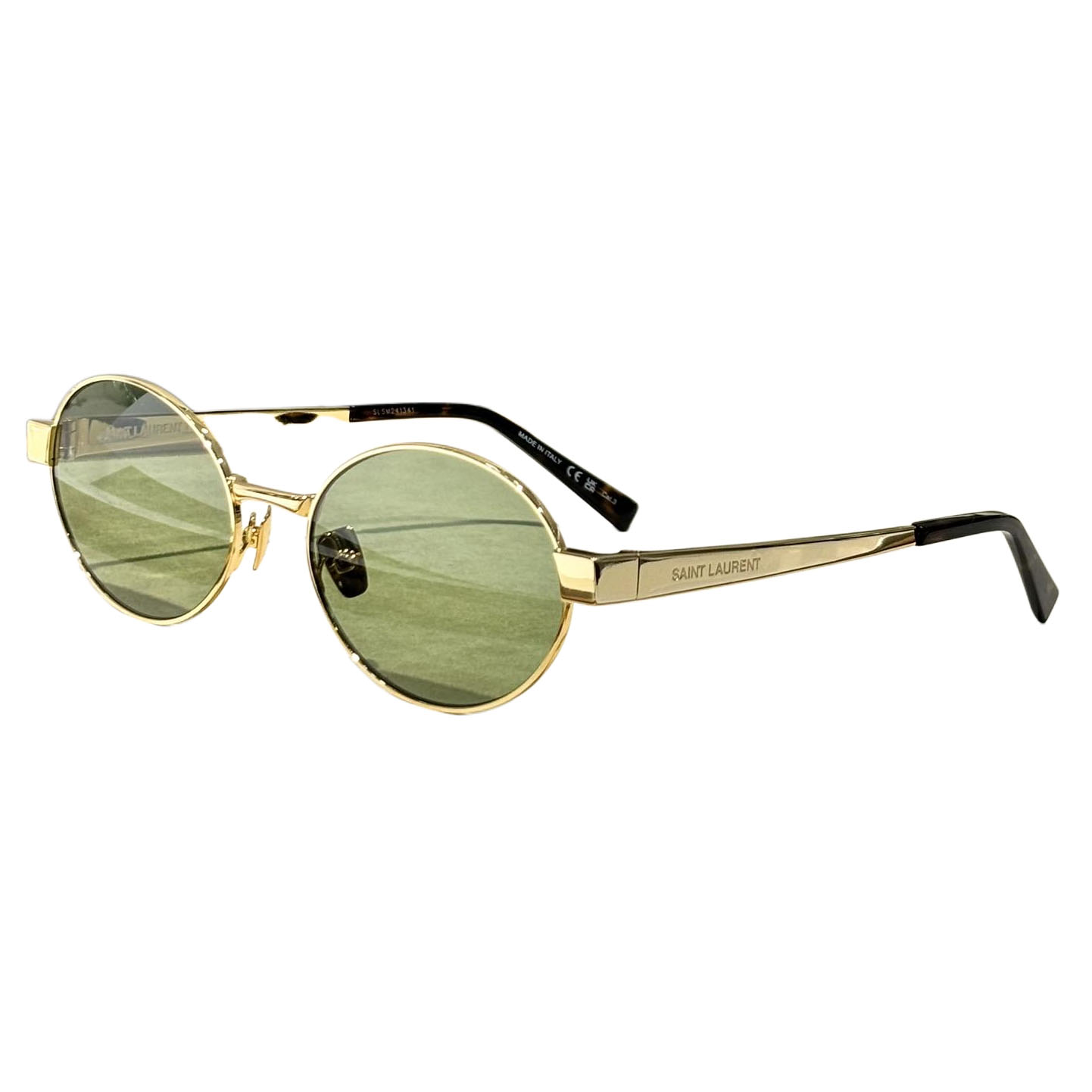 Saint Laurent round frame glasses gold/olive/brown/black color Size 55口19-145 - 图片 4