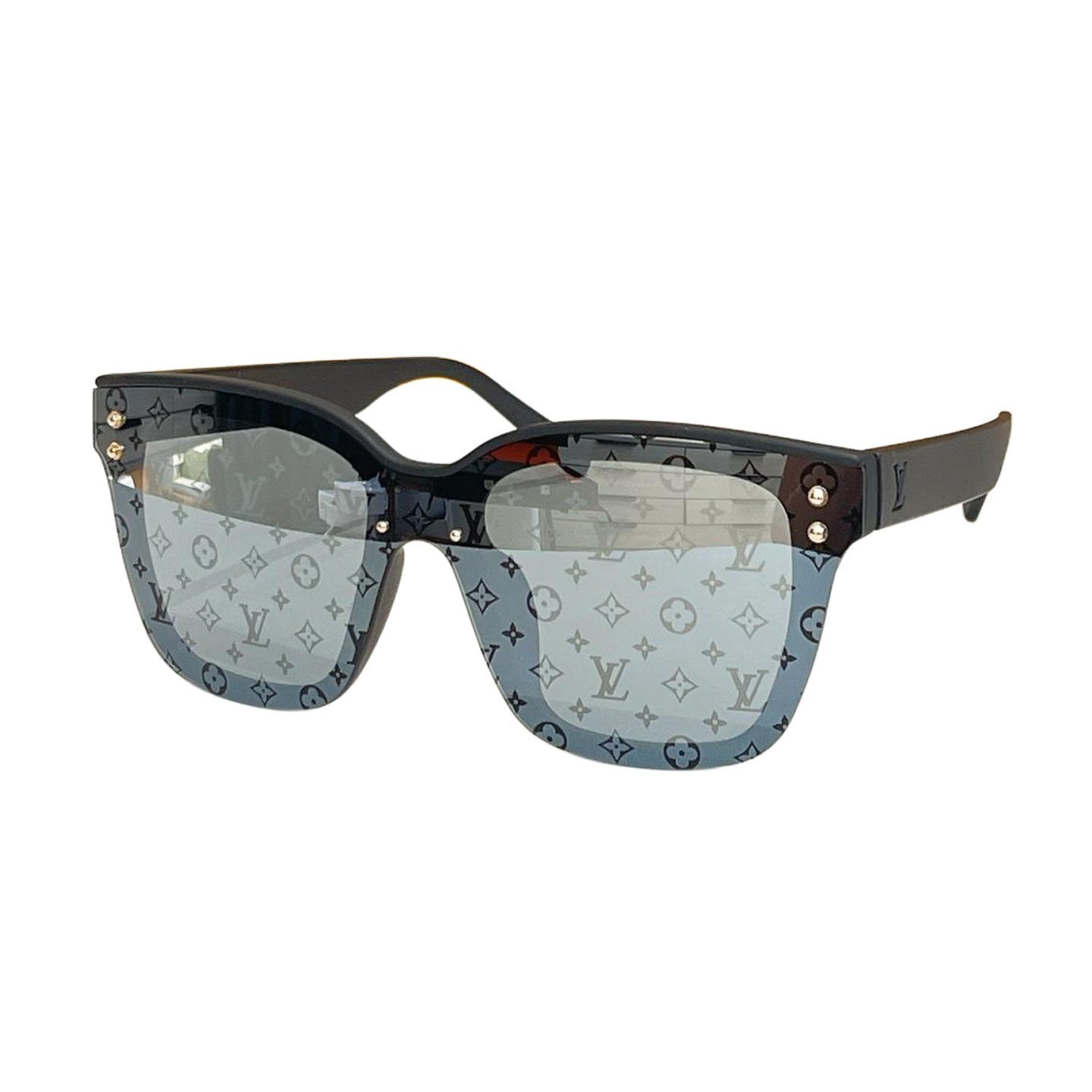Louis Vuitton square black frame glasses rainbow/blue/tawny/eggplant/black monogram/black color Size 52口22-145 - 图片 5