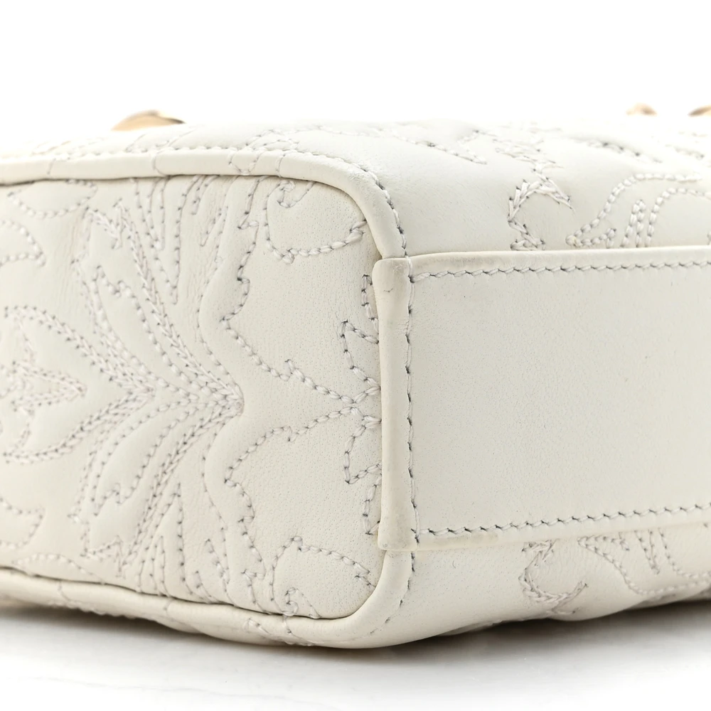 Dior Medium Lady D-Joy White Ornamental Embroidered Calfskin Leather Gold Hardware - 图片 5