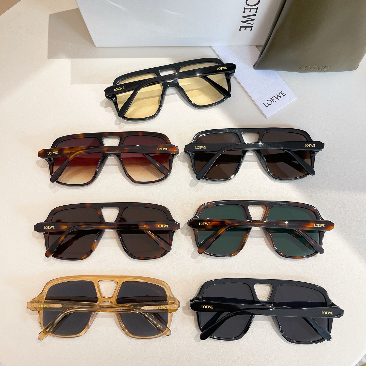 Loewe Pilot glasses leopard brown/leopard green/leopard rust/black/tawny/black sepia/black yellow color Size 47口23-145 - 图片 9