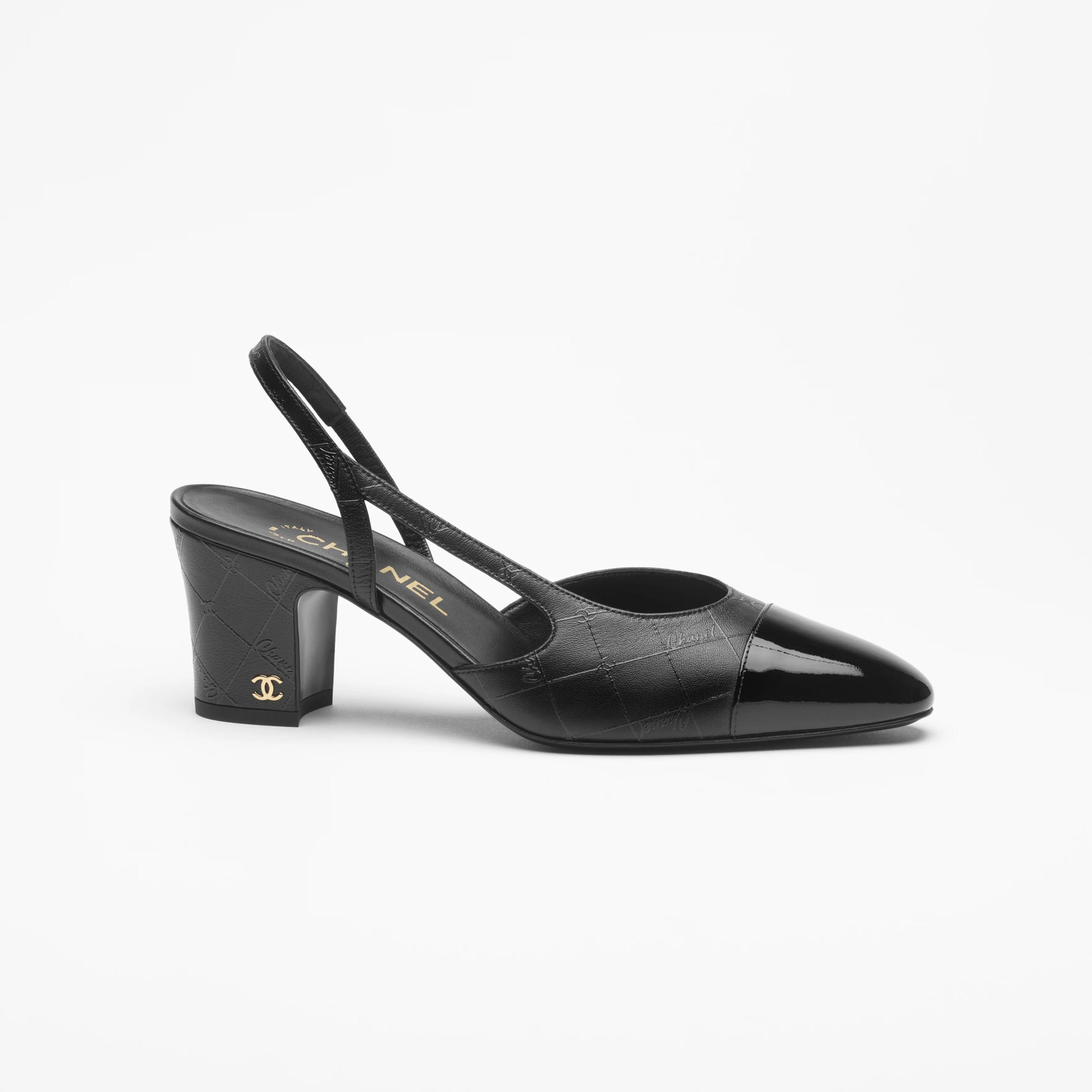 Chanel lambskin, calf patent leather, black Rear lace up high heels High Heels Sandal