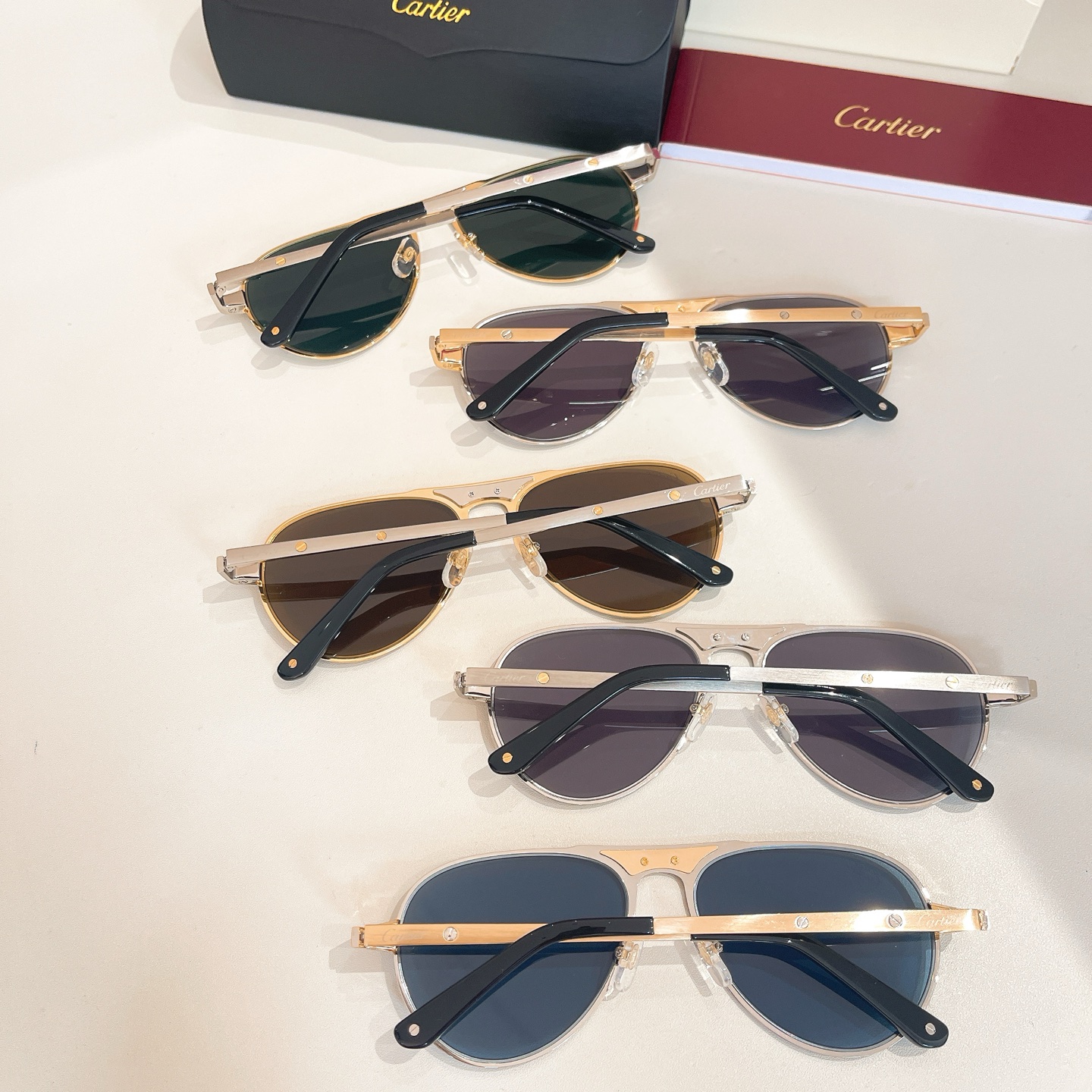 Cartier Pilot glasses blue gold/green gold/brown gold/grey gold/grey silver color Size 54口20-145 - 图片 9