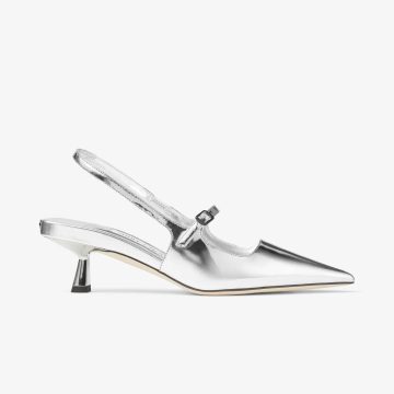 JIMMY CHOO Silver liquid metallic leather pointed high heels