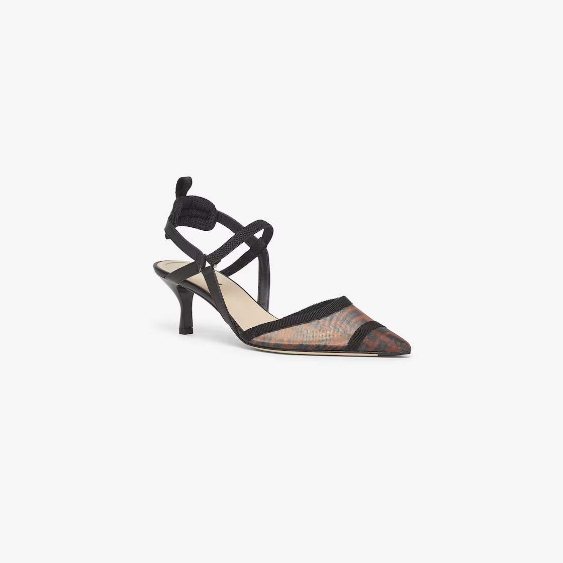FENDI Brown FF patterned mesh medium high heels - 图片 2