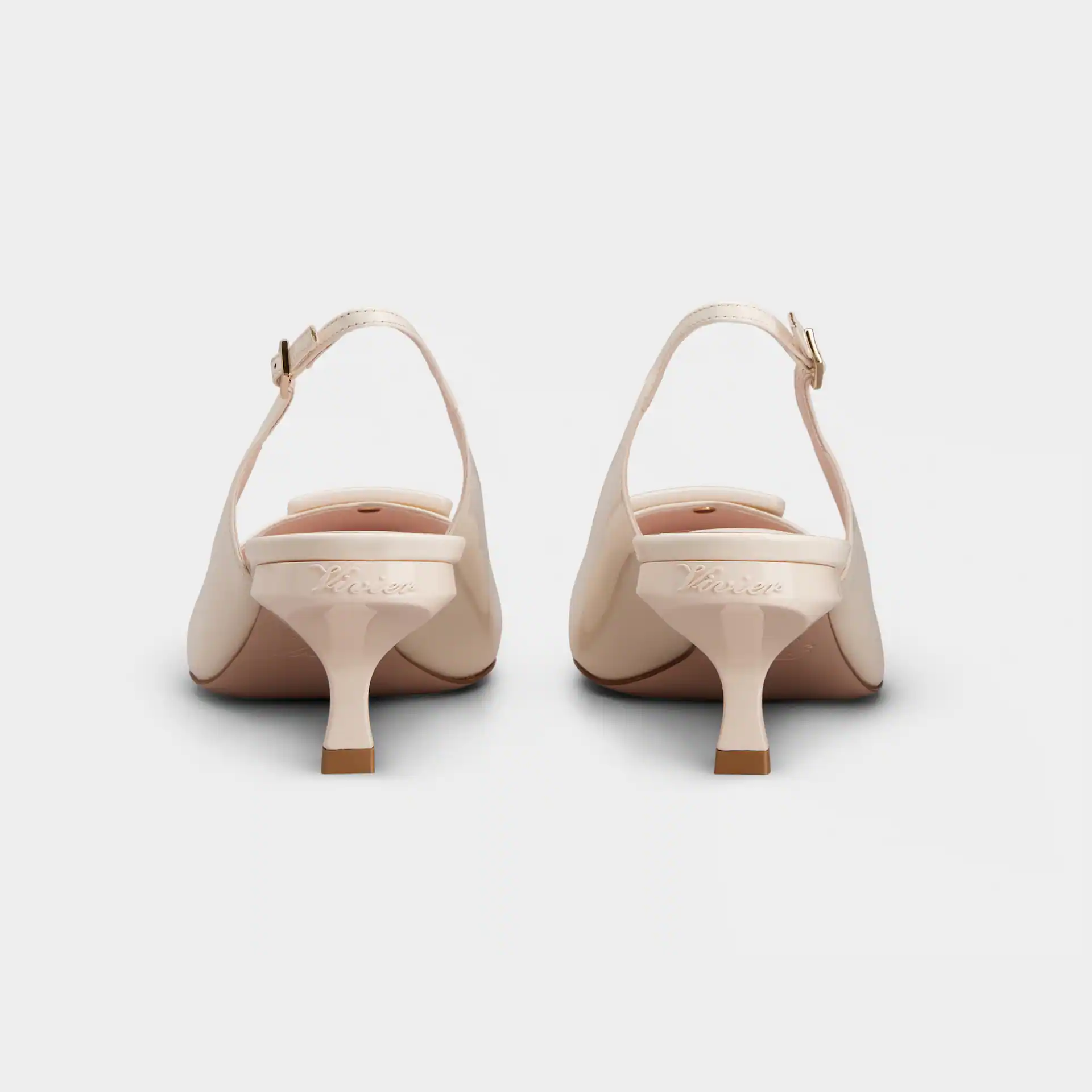 Roger Vivier Virgule Slingback Pumps High Heels In White Patent Leather With Lacquered Metal Buckle (Heel Height 5.5cm) - 图片 4