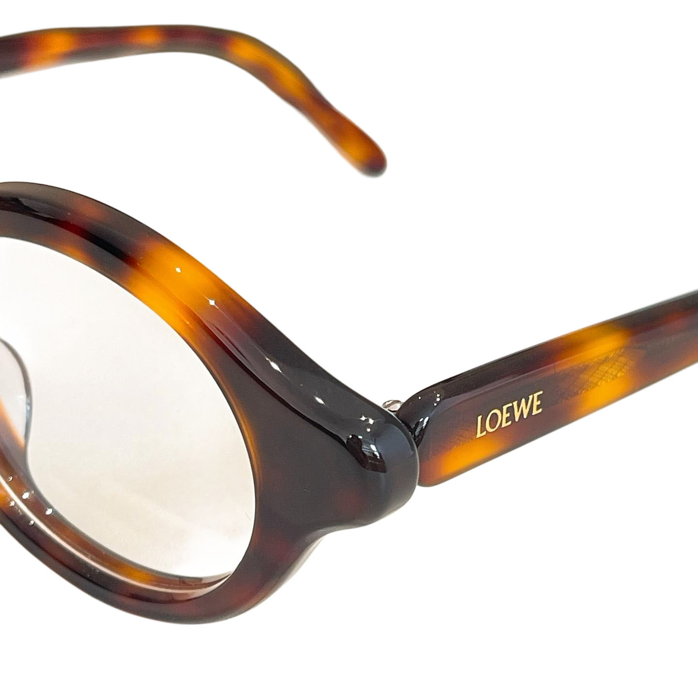 Loewe round frame glasses leopard/tawny/black/transparent color Size 48口21-140 - 图片 2