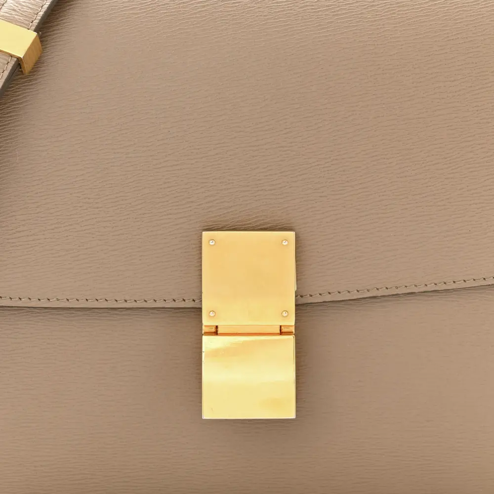 Celine Medium Classic Box Flap Bag Taupe Liege Calfskin Leather Gold Hardware - 图片 8