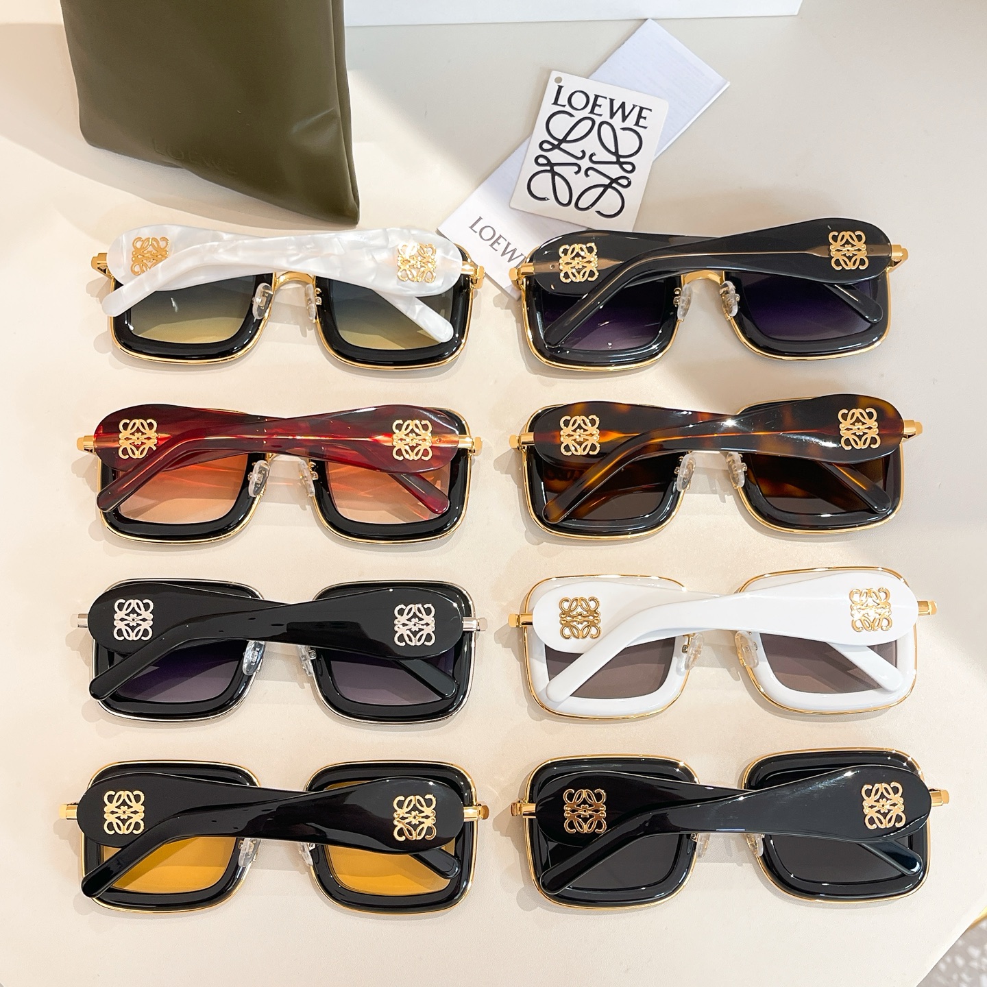 Loewe square frame glasses black white/white/black orange/black red/black/purple silver/purple gold/leopard color Size 49口27-140 - 图片 10