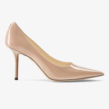 JIMMY CHOO JC logo pink patent leather pointed high heels