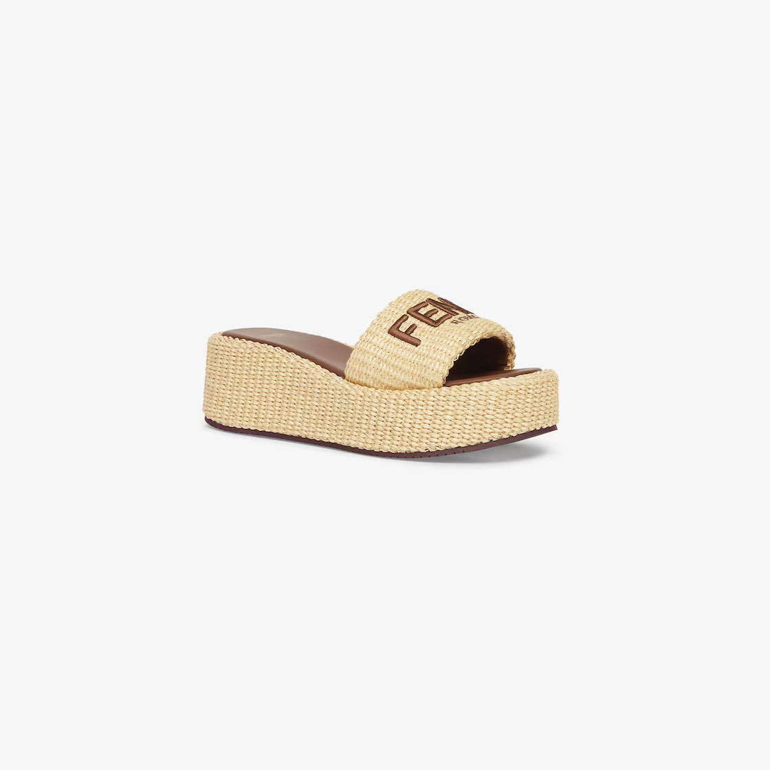 FENDI Beige cotton platform sandals slippers - 图片 2