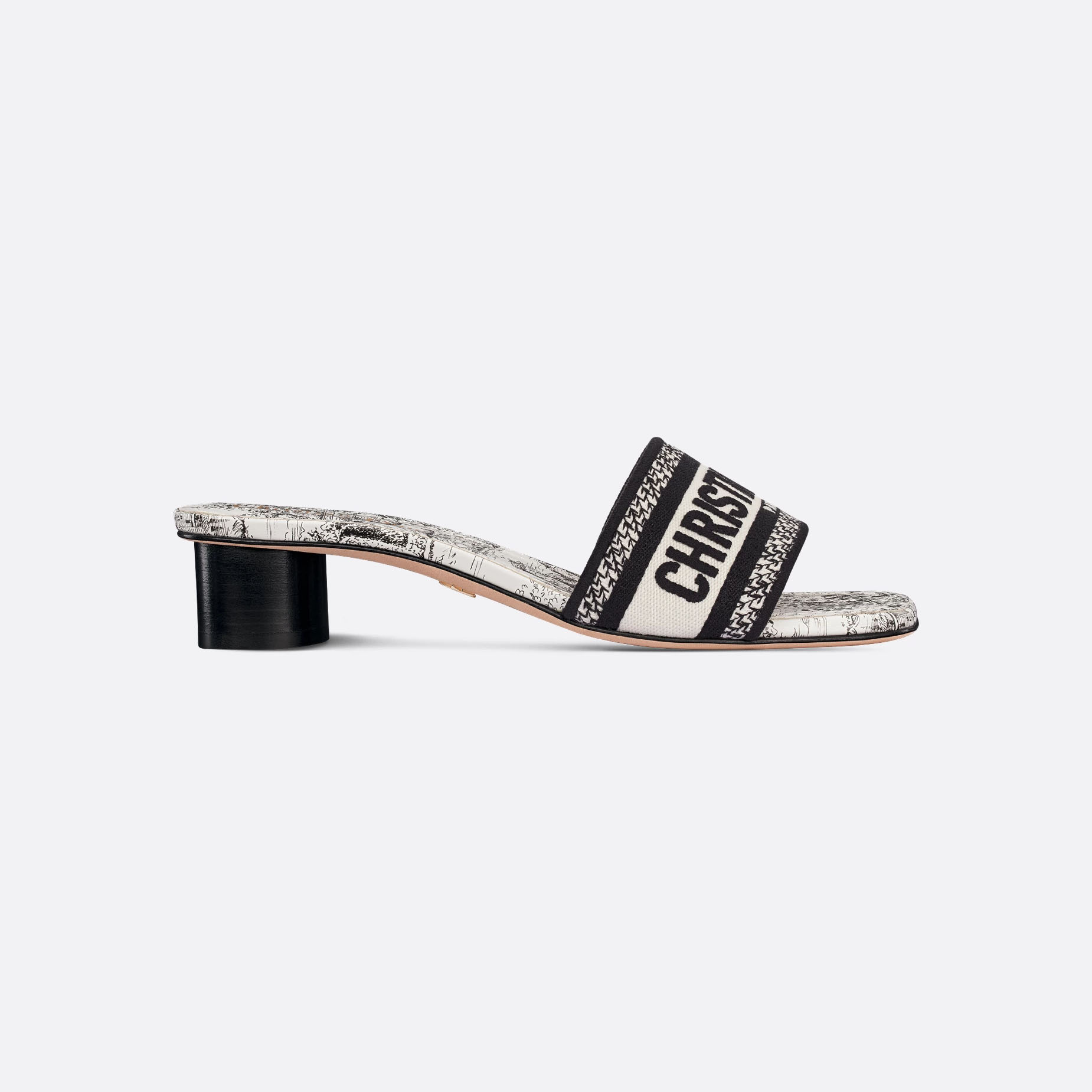 Dior black and white thick bottom square head high-heeled slippers