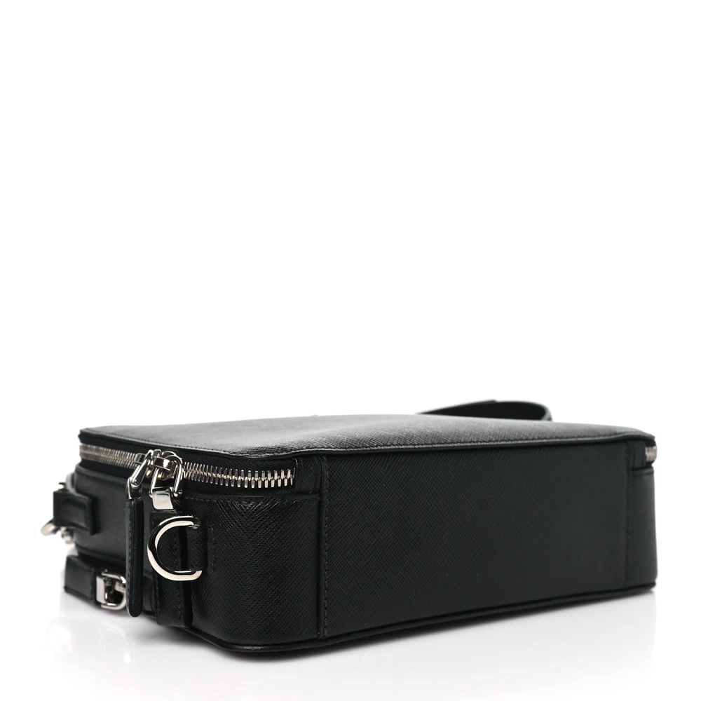 Prada Medium Travel Brique Crossbody Bag Black Saffiano Leather Silver Hardware - 图片 6