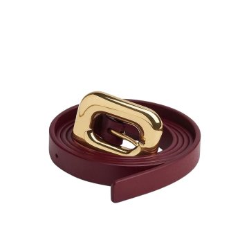 Bottega Veneta Women's Chain Link Belt In Red Calfskin With Gold/Silver Hardware 12mm