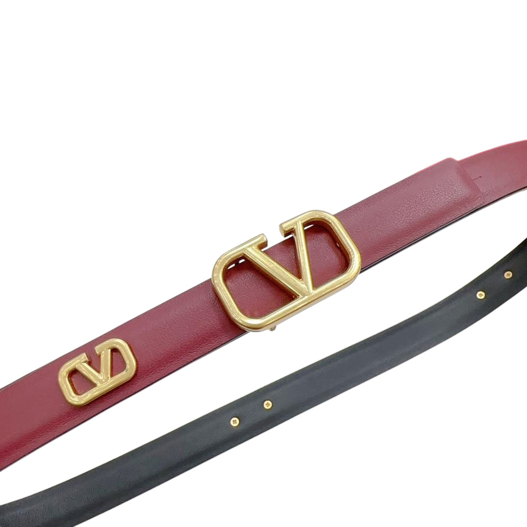 Valentino V Buckle Belt In Red Calfskin With Gold Hardware 20mm - 图片 2
