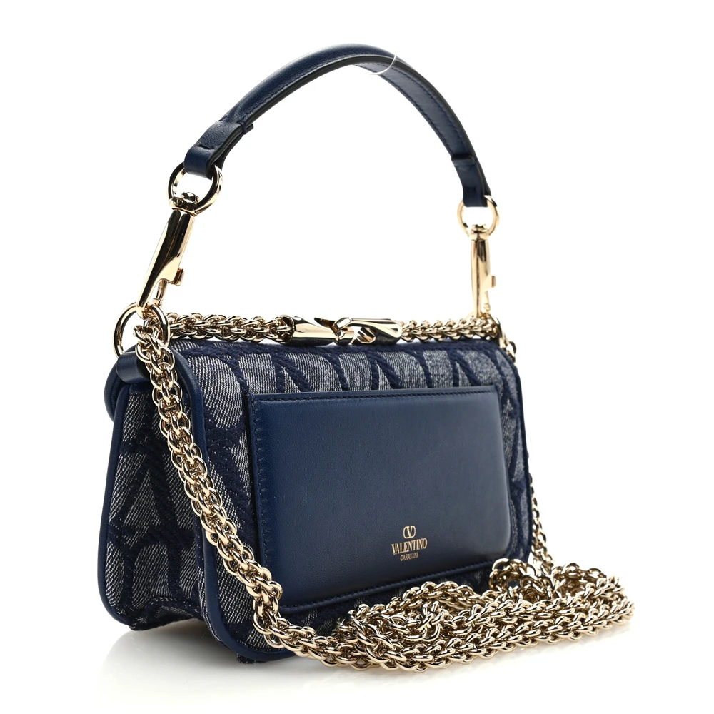 Valentino Garavani Small Locò Shoulder Bag Melange Denim/Worker Toile Iconographe Cotton VLogo Gold Hardware - 图片 2