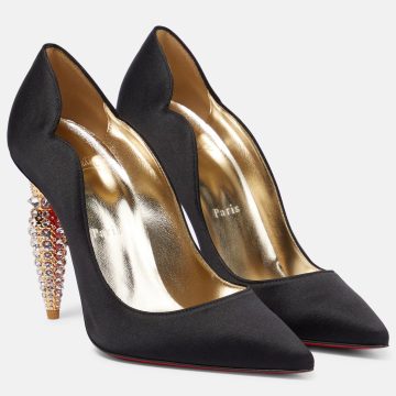 Christian Louboutin Black heels with crystal embellished heel of shoe