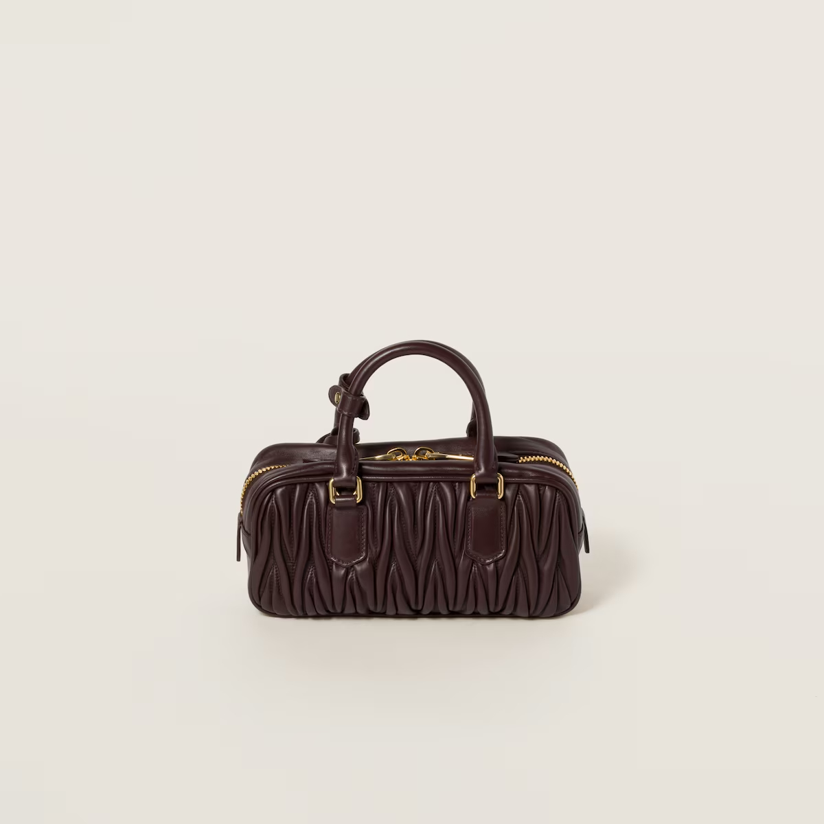 Miu Miu Arcadie matelassé Quilted Lambskin Leather Deep Brown Top-Handle Bags - 图片 2