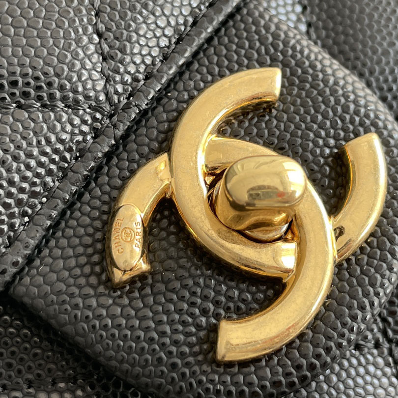 Chanel Box bag small ball print cowhide black gold button crossbody bag handbag - 图片 7