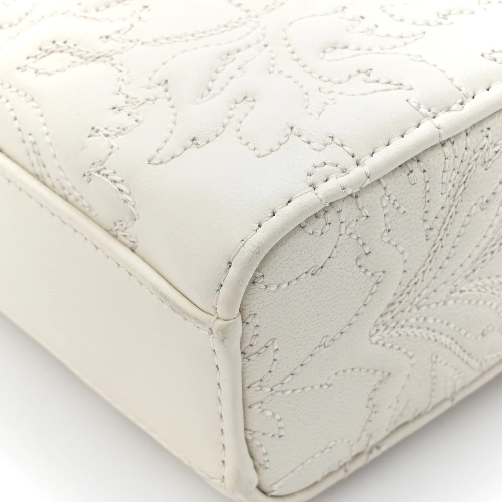 Dior Medium Lady D-Joy White Ornamental Embroidered Calfskin Leather Gold Hardware - 图片 4