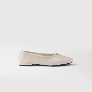PRADA Patent paint leather Flat Shoes white Ballet Shoes