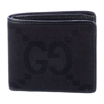 Gucci Small Bifold Wallet Black Calfskin Printed Leather