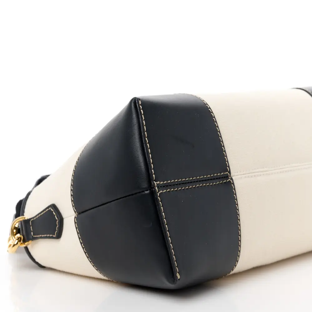 Fendi Medium Logo Embroidered By The Way Boston Bag Grezzo/Black Canvas & King Vitello Leather Gold Hardware - 图片 5