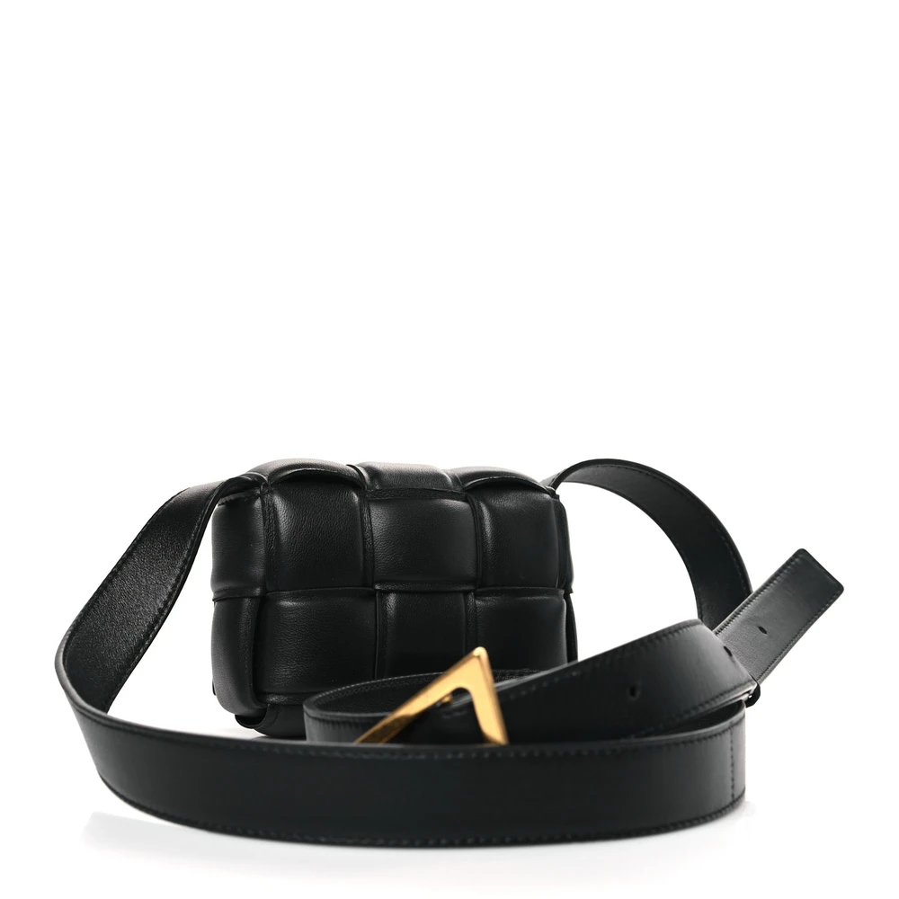 Bottega Veneta Maxi Intreccio Padded Mini Candy Cassette Crossbody Bag Black Lambskin Leather - 图片 3