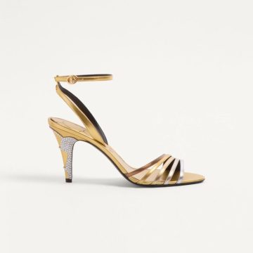 VALENTINO  Crystal trim satin heel sandals (8.5 cm high heel)