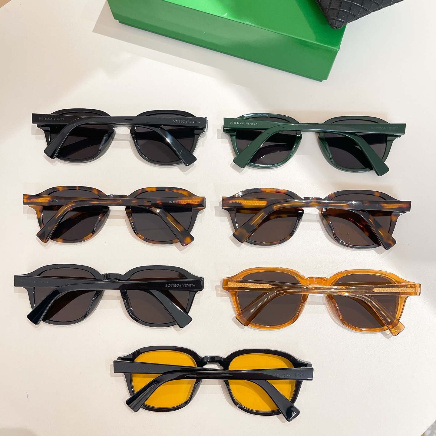 Bottega Veneta square frame glasses green/black/black leopard/brown leopard/orange black/brown black/tawny color Size 49口21-145 - 图片 9