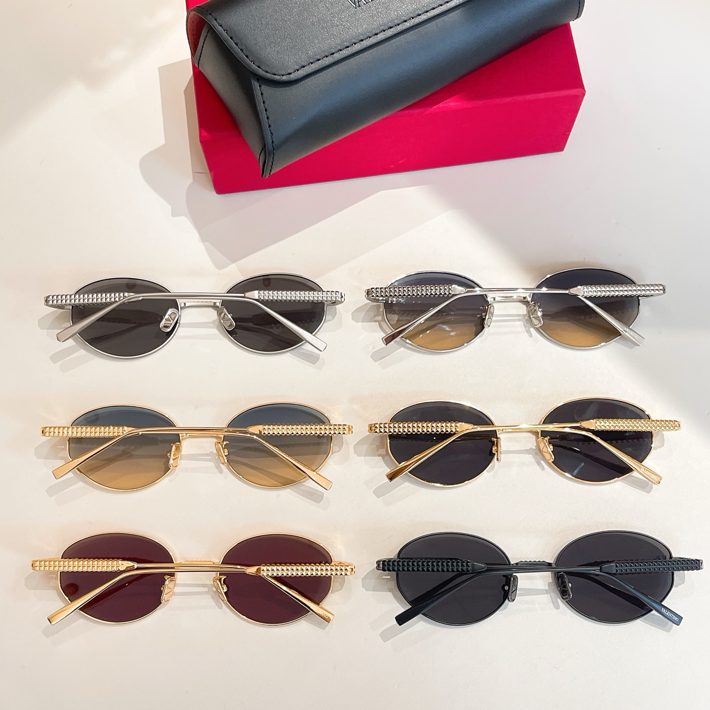 Valentino Oval glasses silver/gold/grey silver/black gold/black/red gold color Size 60口17-142 - 图片 9